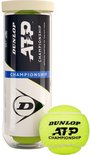 Dunlop ATP Championship tennisballen in geel, in een doorzichtige verpakking met het Dunlop logo en ATP Championship tekst.