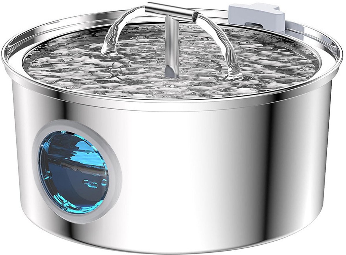 YAGXIG Kattenwaterfontein - Roestvrij staalmateriaal - Kattenwaterfontein - Waterfontein voor binnenhuisdieren - Automatische drinkbak voor huisdieren - Beste automatische voerbenodigdheden Cadeau voor kleine honden en grote katten