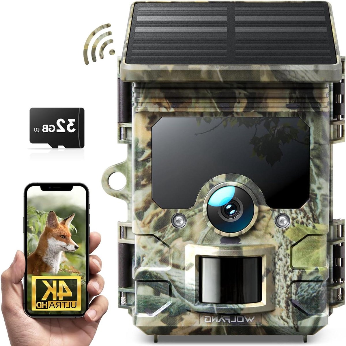 Natuurcamera - Wildlife camera - Natuur observeren - Zonne-energie - 4K 46MP - Zwart