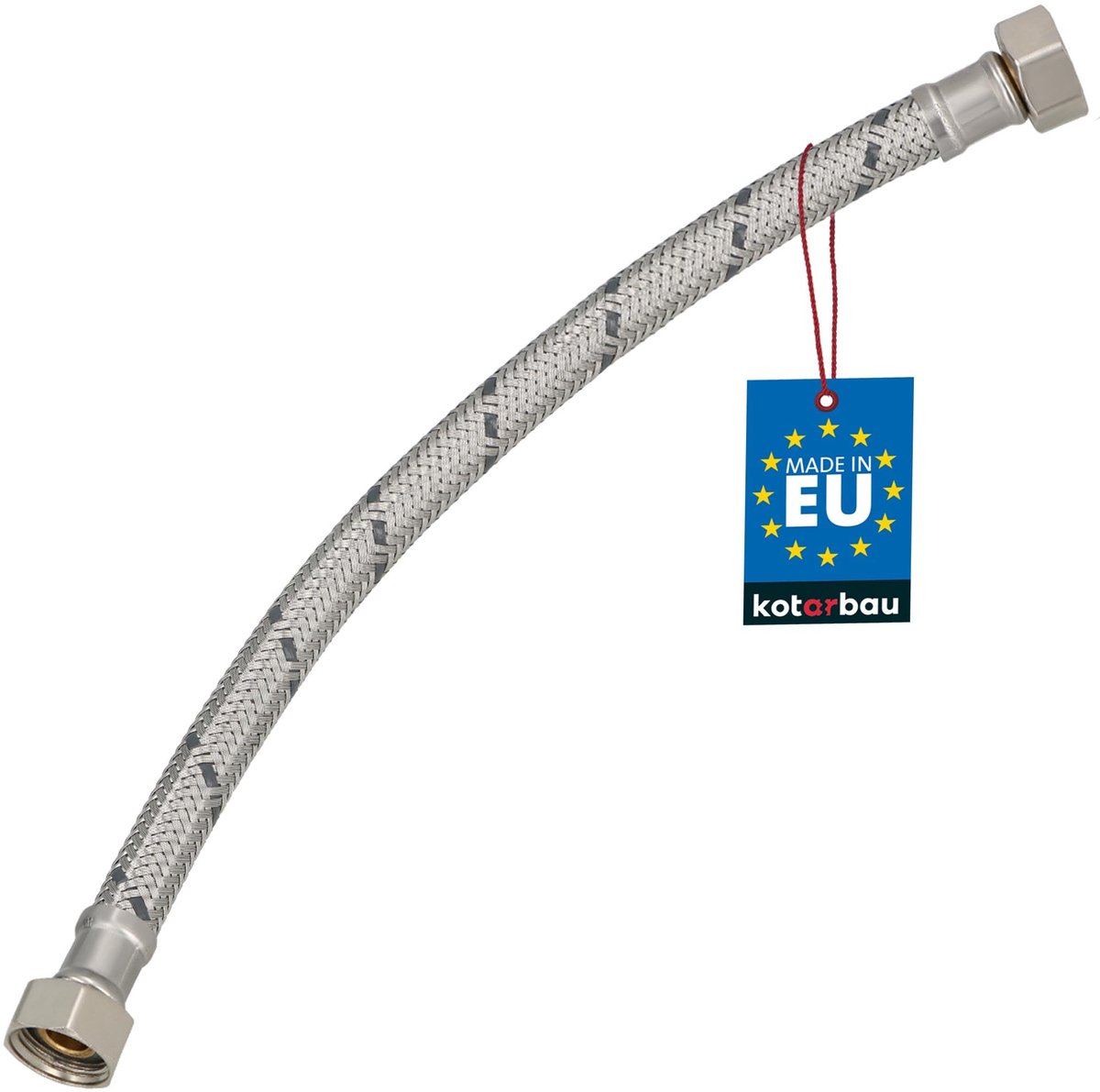 KOTARBAU® Flexibele Aansluitslang 3/8" x 3/8" - Flexibele Kraanslang 30 cm - Sanitaire Aansluitslang - Flexibele Verbindingsslang - Aansluitslang Armatuur - met Roestvrijstalen Vlechtwerk