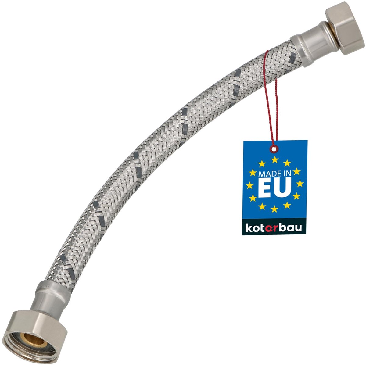 KOTARBAU® Flexibele Aansluitslang 1/2“ x 3/8“ - Flexibele Kraanslang 20 cm - Sanitaire Aansluitslang - Flexibele Verbindingsslang - Aansluitslang Armatuur - met Roestvrijstalen Vlechtwerk