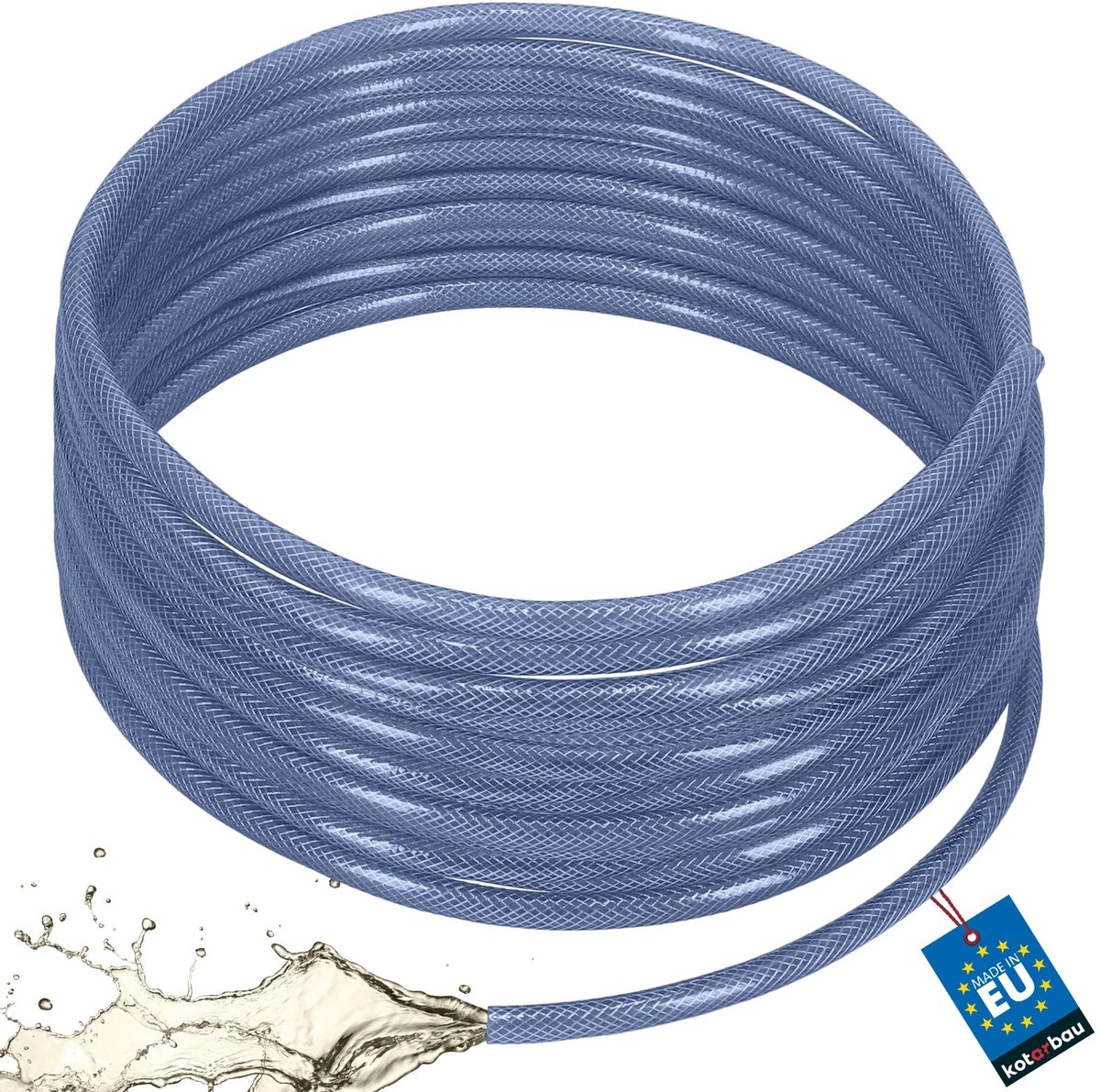 KOTARBAU® Persluchtslang ø 10 mm / 3 mm - Compressorslang - Luchtslang 50 m - PVC-slang met Weefselinleg - Waterslang - Transparant - Blauw