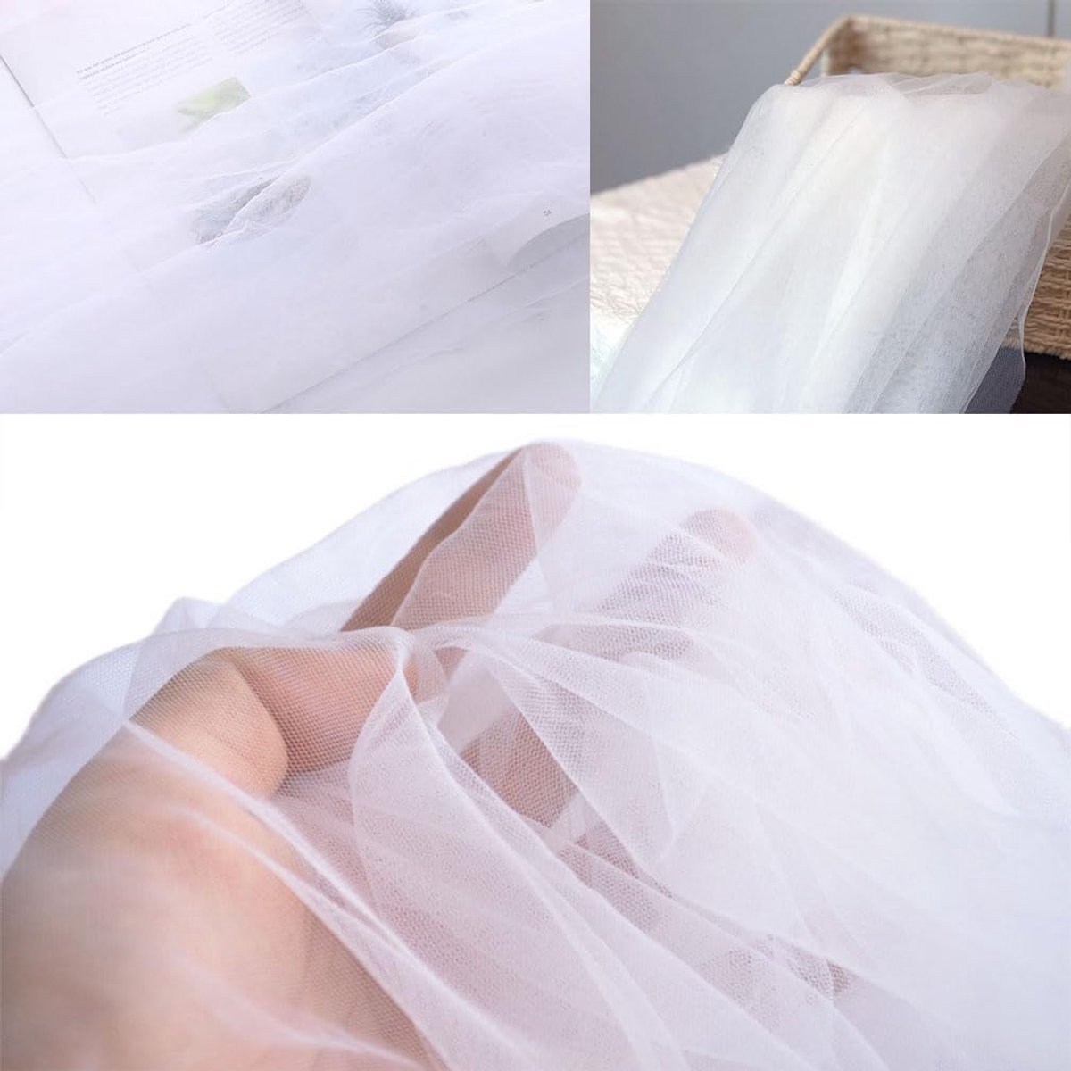 Tulle gordijn 160 cm - wit transparant - voor bruiloftsdecoratie - ideaal voor achtergronden - ShopVlot