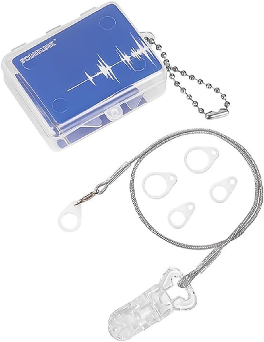 SnelShoppen - Draagbare Gehoorapparaat Clip Antiverlies Lanyard Veiligheids Houder Met 3 Verschillende Maten Siliconen Lussen En 1 Stuk Plastic Opberg