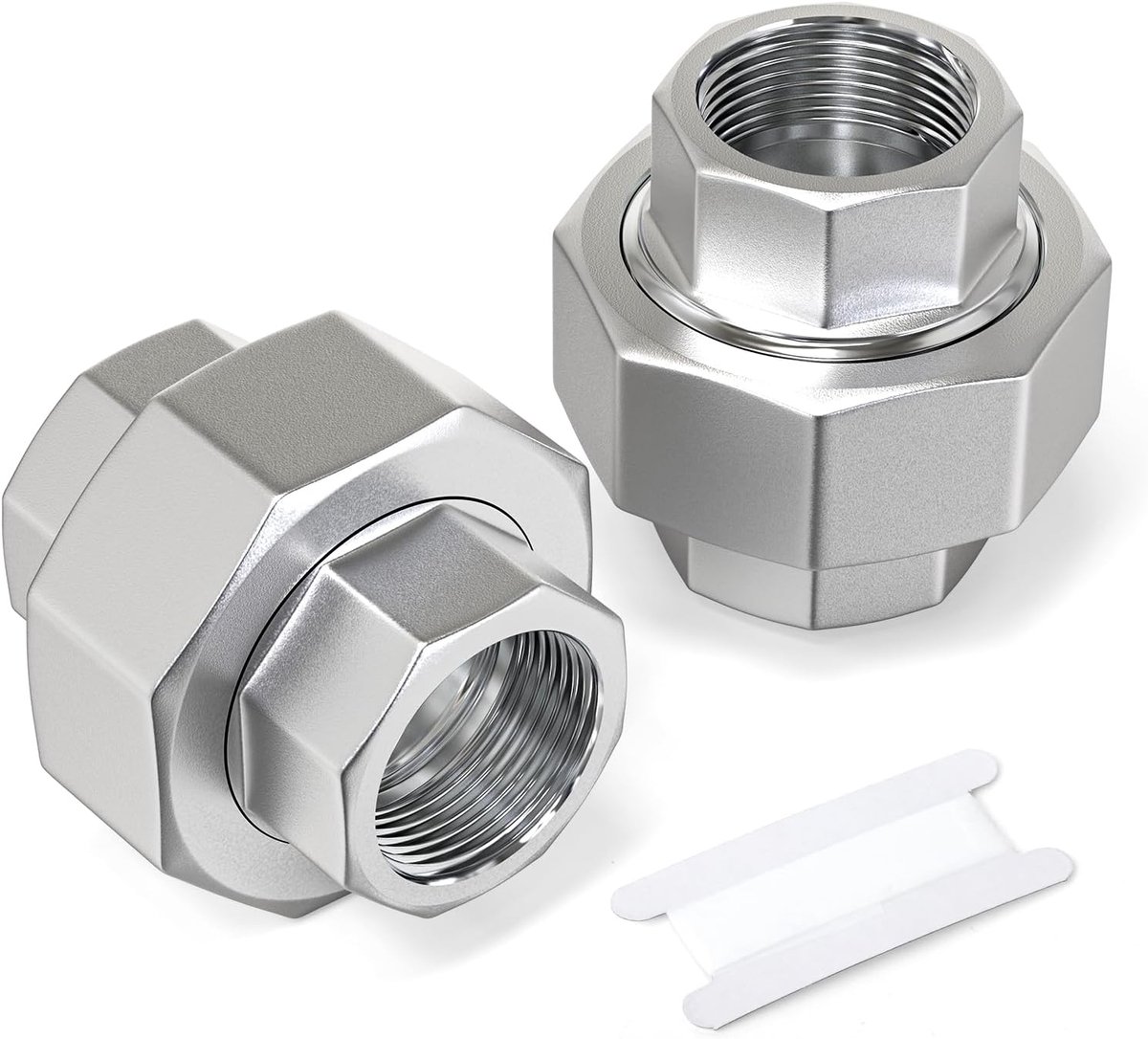 2 Pcs Stainless Steel 304 1/2" BSP Female Pipe Connection, Union, Threaded Adapter for Water/Oil/Gas - ShopVlot
