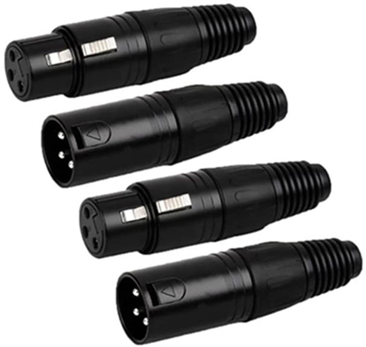 SnelShoppen - 4 Stuks 3 Pins XLR Connectoren, 2 Paar XLR Mannelijk Vrouwelijk Connectoren, Microfoon Audio Aansluiting, Zink Legering, Zwart