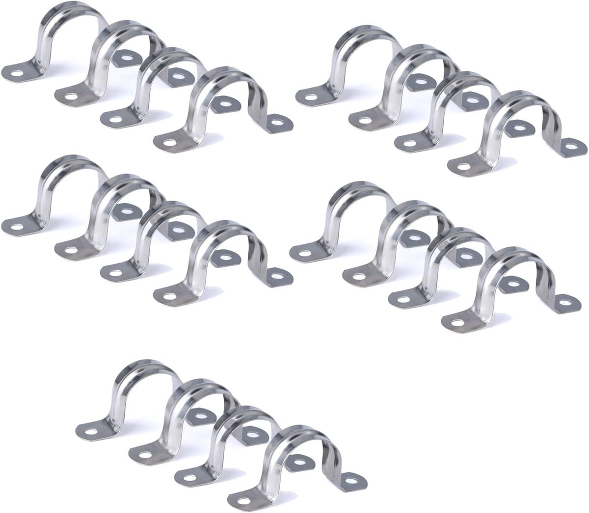 Pijpbeugels 20 Stuks - U Pijp Klemmen - Roestvrijstaal - Voor stevige bevestiging - ShopVlot