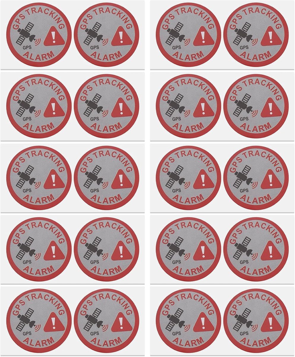 SnelShoppen - 20 Stuks GPS Tracking Alarm Sticker 7.5 x 3cm - Diefstalbescherming - Zelfklevende Waarschuwingssticker voor Binnen en Buiten - Veilighe