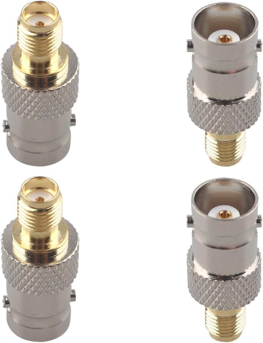 SnelShoppen - 4 Stuks SMA Vrouwelijk naar BNC Vrouwelijk RF Coax Adapter - Coaxiale Jack Antenne Connector - Goud Geplateerd - Ideaal voor SDR, Ham Ra