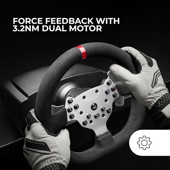 SimRacing Stuur - Race Stuurwiel - Realistisch Racen - Krachtige Force Feedback - 3 Pedalen - Zwart — afbeelding 3