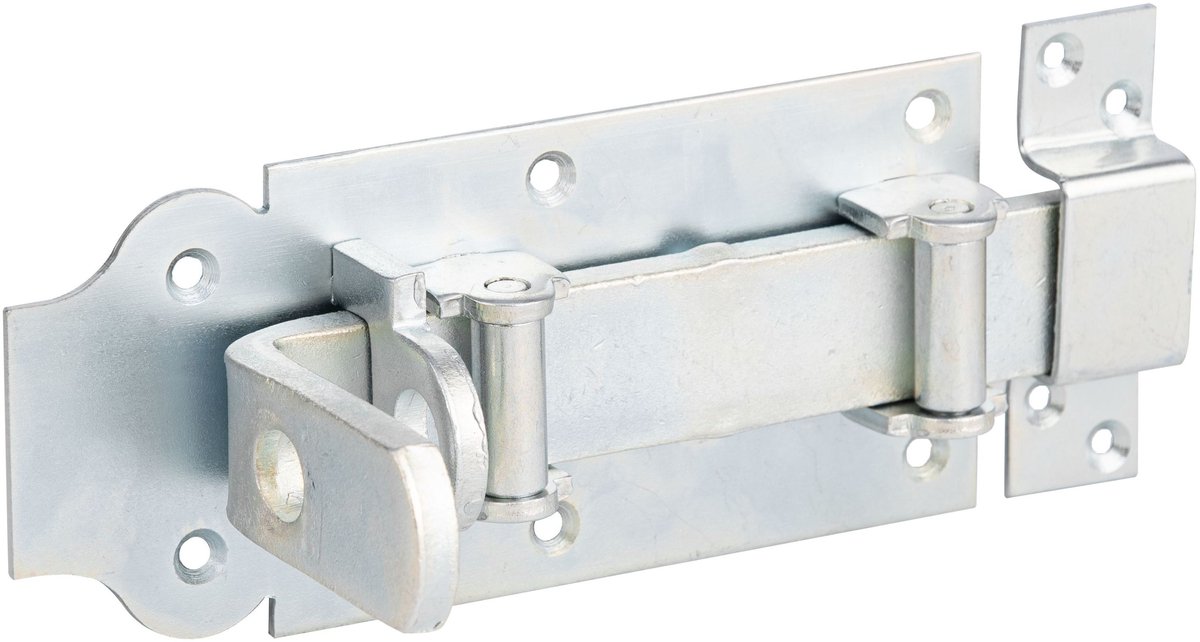 Alberts 118563 rol-sluitgrendel | recht, met platte greep en bevestigde lus | galvanisch verzinkt, gechromateerd | plaat 180 x 80 mm