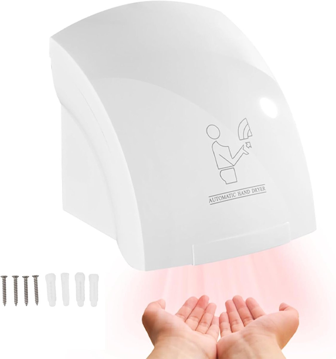 SnelShoppen - Handdroger 1200W Sneldrogende Elektrische Handdroger met Automatische Sensor voor Toilet, Badkamer, Hotel, 10S Droogtijd, EU Stekker 220