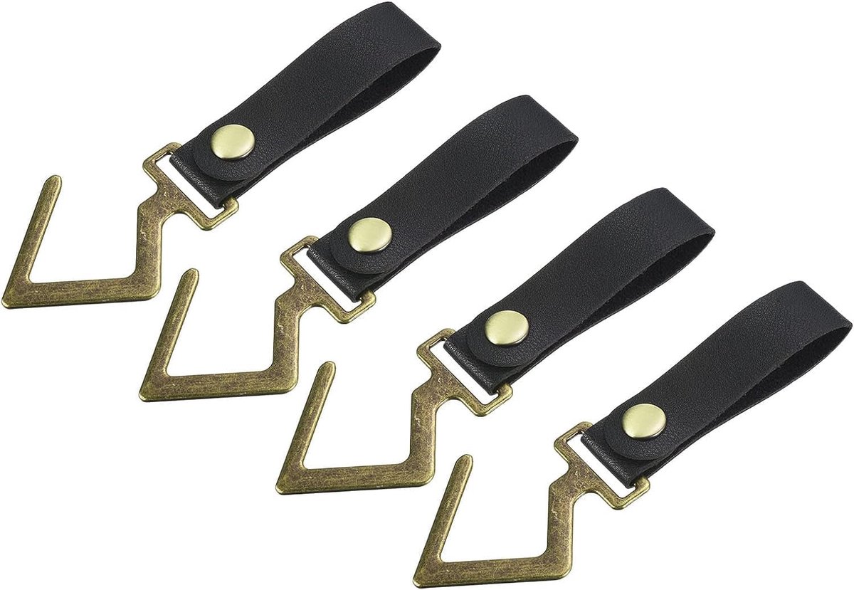 S-haken met leren straps - PU leer - sterke metalen haken - ideaal voor buitengebruik - SnelShoppen