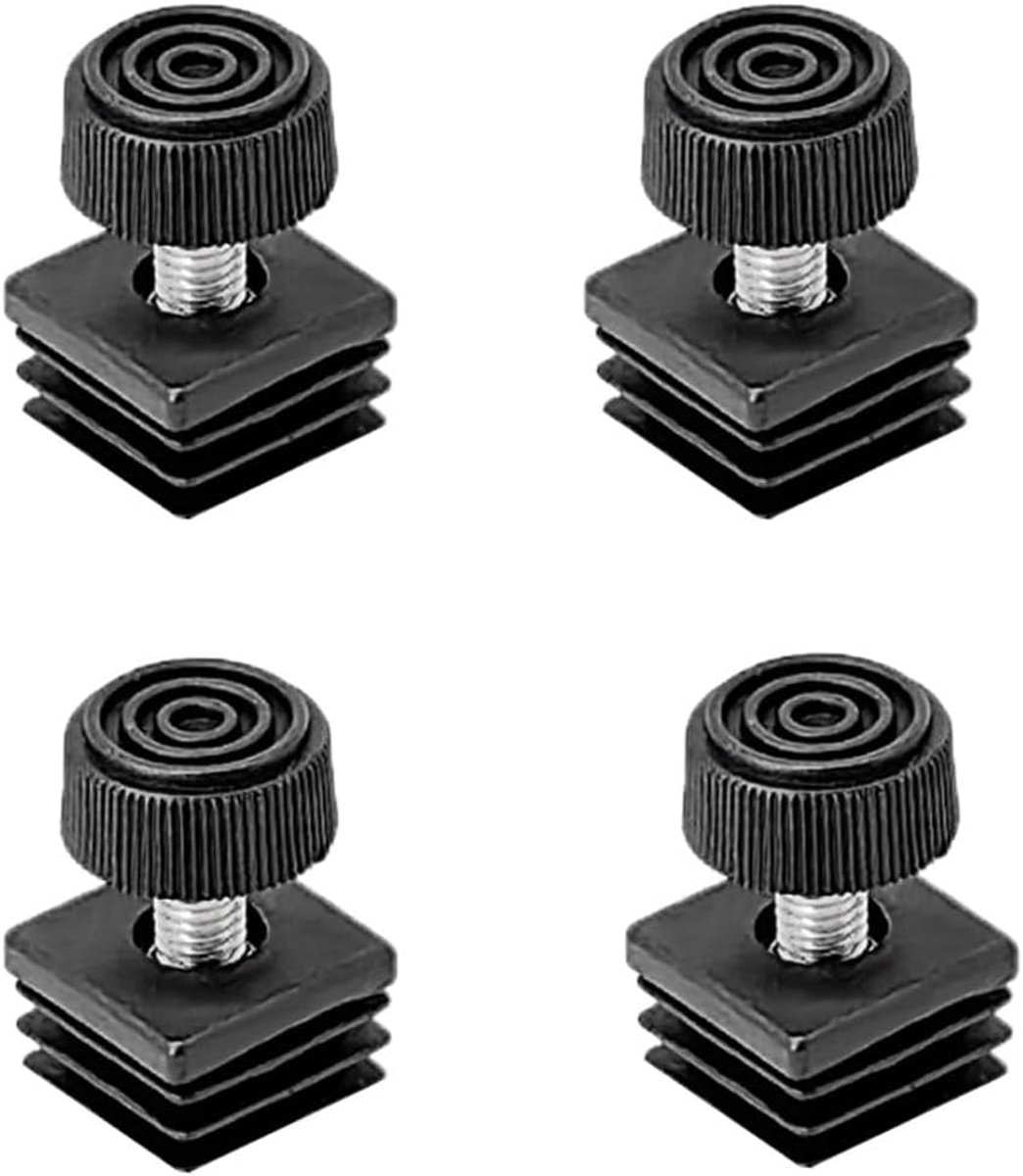 SnelShoppen - Set van 4 Meubelvoetjes Stoelpoot Niveauer Vierkante Buiskap Kits 25x25mm M8 Draad Meubelpoten Eindkappen, Zwart