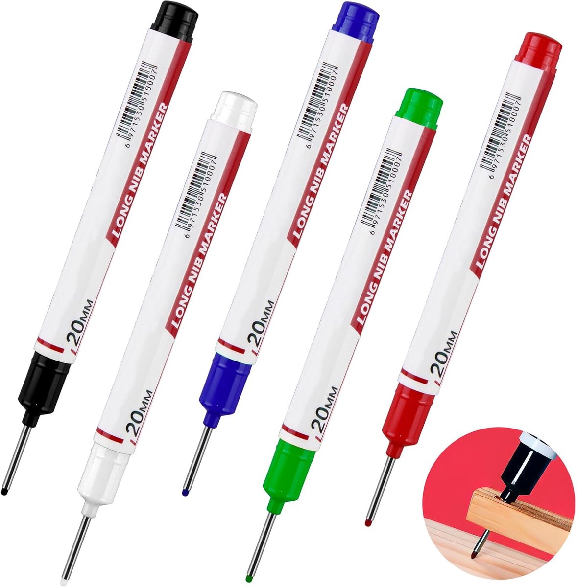 Diepe gaten marker set - 20 mm extra lange punt - herbruikbaar en duurzaam - ideaal voor moeilijk bereikbare plekken - ShopVlot