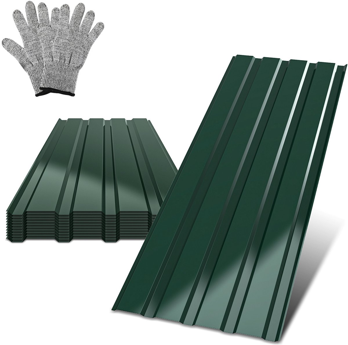 Set van 48 dakplaten, trapezium profielplaten, metalen platen, glad oppervlak, geschikt voor carport en tuin, 115x45 cm, 0,25 mm, 24 m², Groen