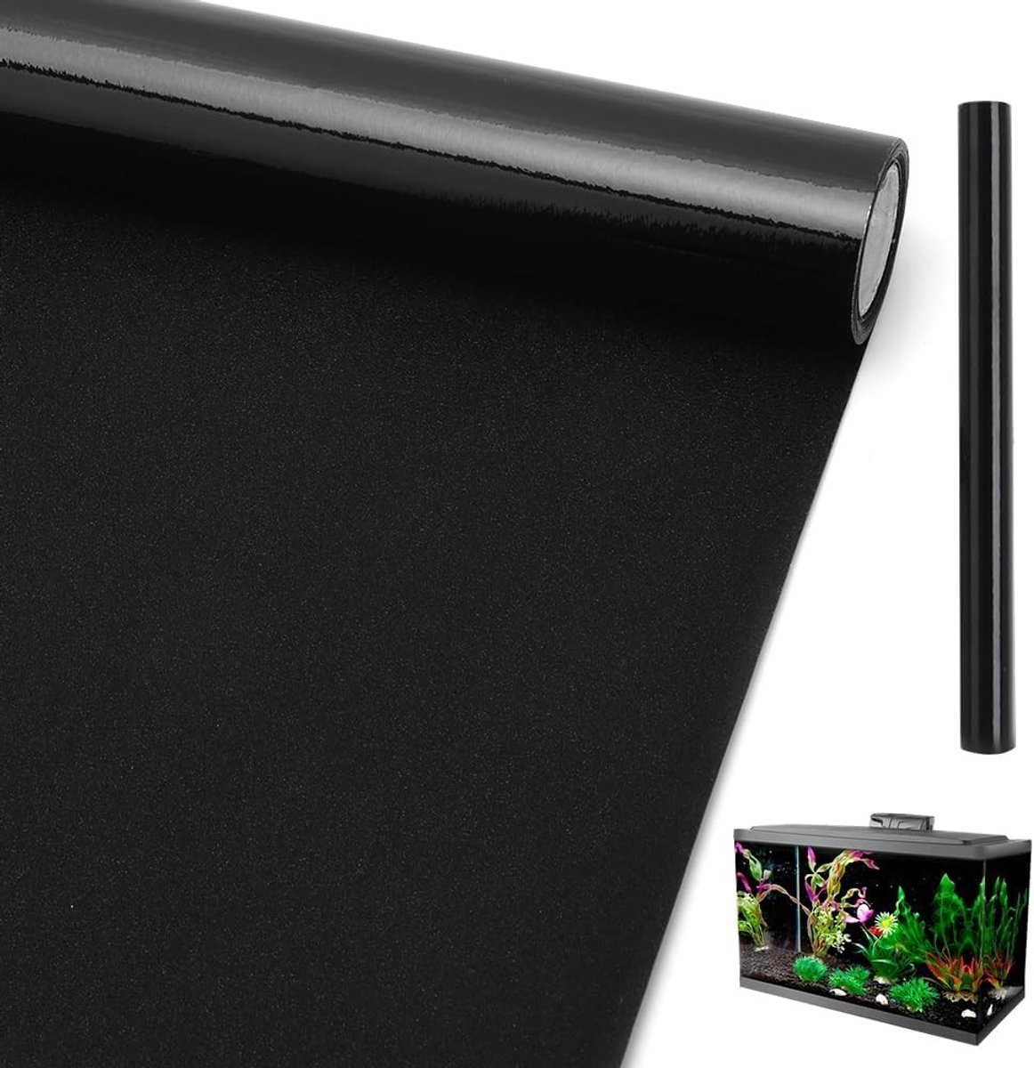 Allecto Plus - Aquarium Achtergrond Statisch Zelfklevend Behang Zwart 40 x 200 cm - Decoraties Zoetwater Zoutwater Aquarium