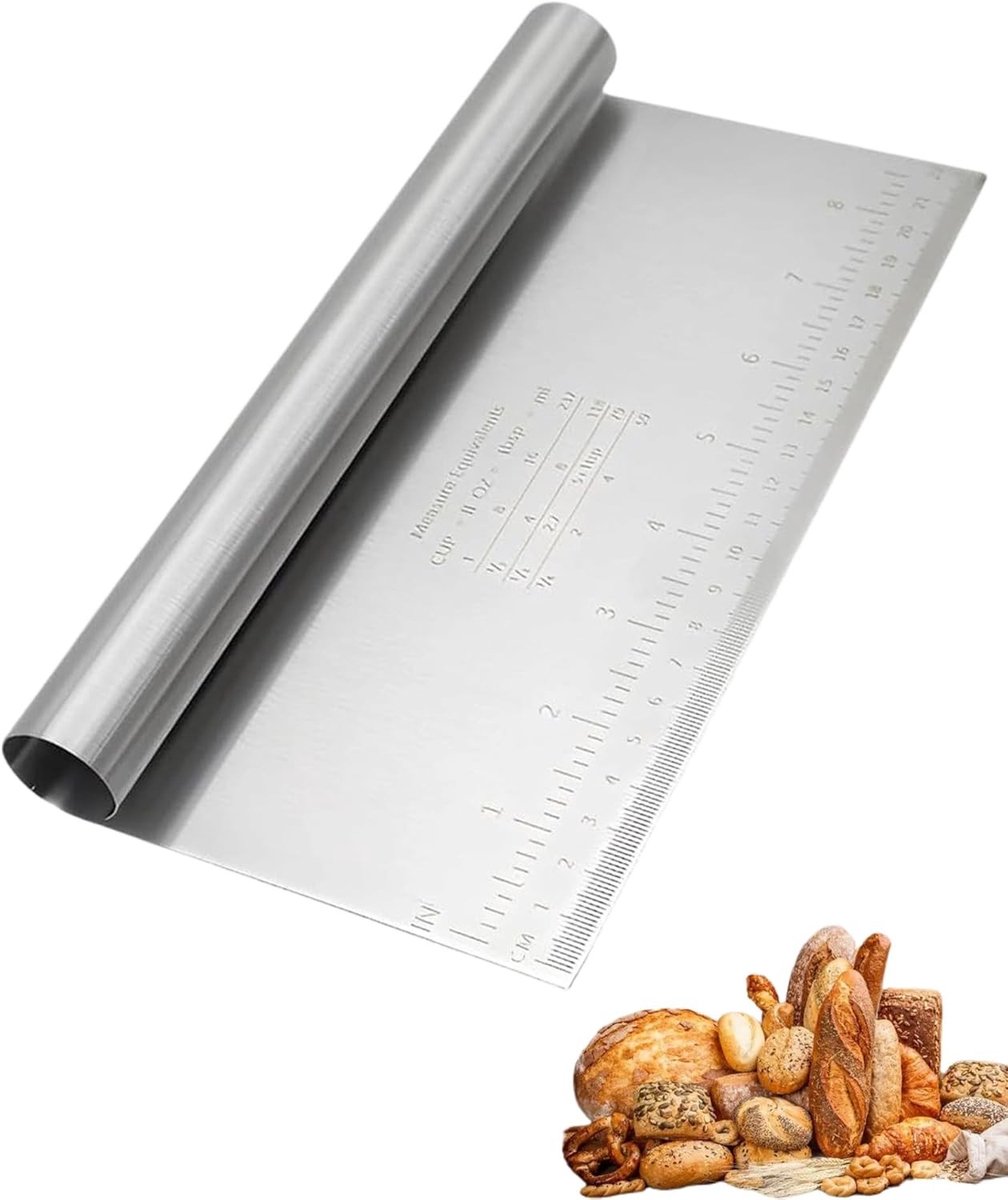 Deegschraper - Roestvrij Staal - 22 x 12 cm - Met Meetschaal - Voor Bakkers en Thuisgebruikers