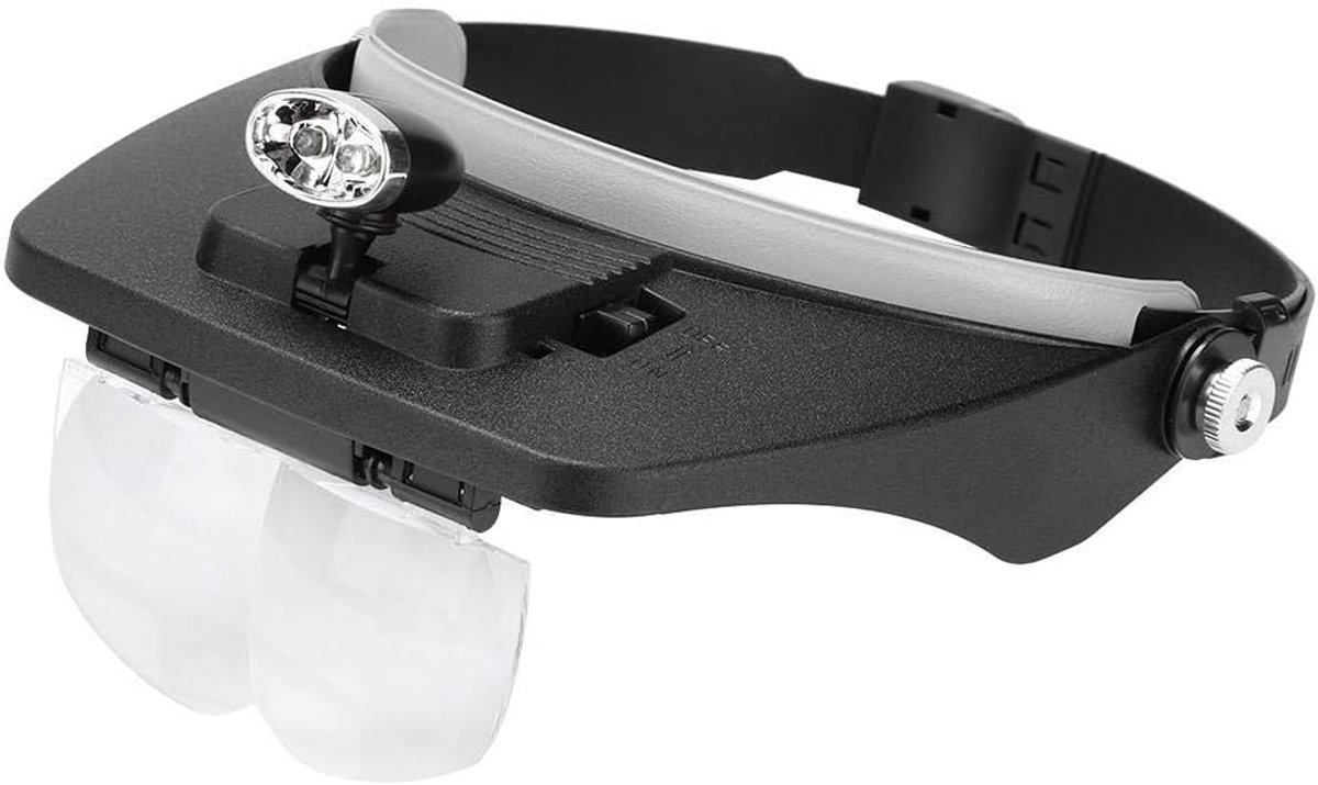 SnelShoppen - Fdit Headhand vergrootglas met LED licht - Bijenhouders vergrootglas met schild - Handenvrij magnifier - Ideaal voor tuin, hobby en prec