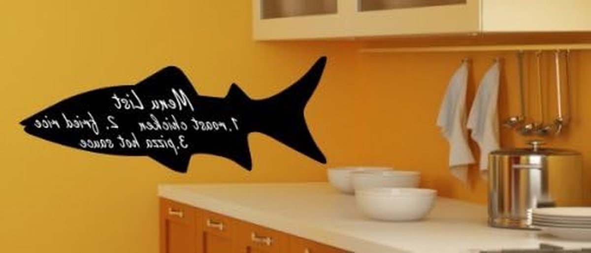 Tafelfolie Stickers - Krijtbordfolie Haai - Kinderkamer Decoratie - Herbruikbaar met krijt - Niet gespecificeerd - Zwart