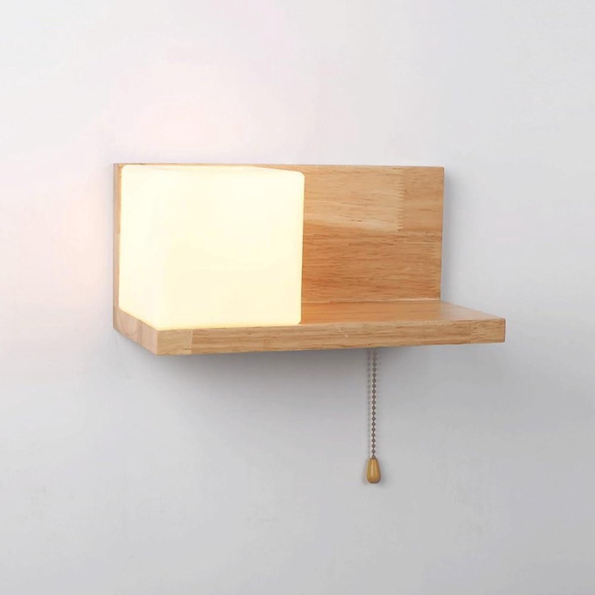 Scandinavische Wandlamp - Houten Bedverlichting - Sfeervolle Verlichting - Modern Eenvoudig Design - 30 cm Breed - Houtkleur