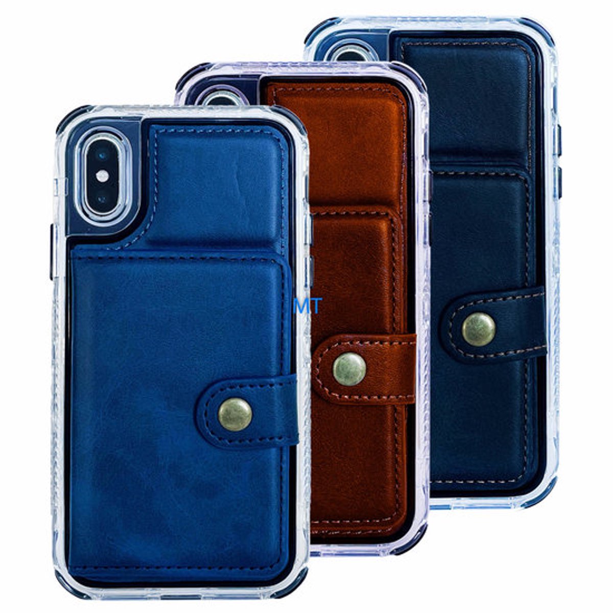 GREEN ON Silicone Leather Card Case Green ON For I-Phone 11 Pro - Blauw-Blue