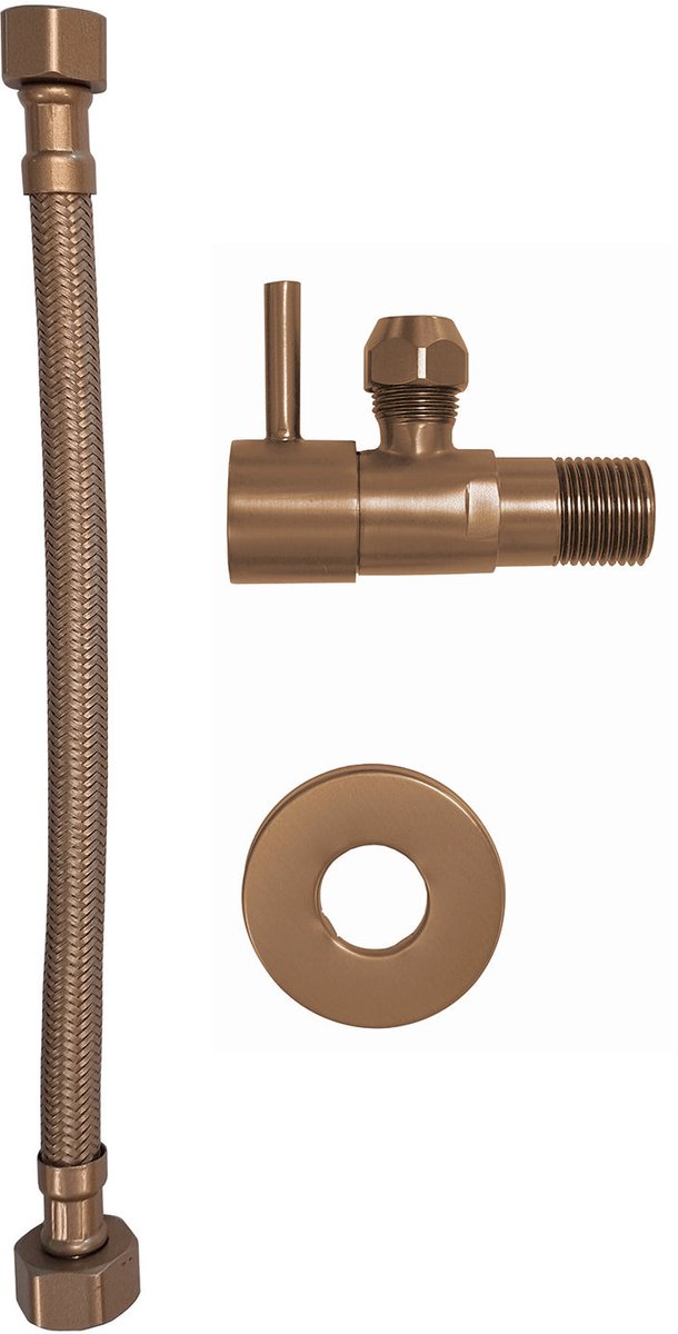 Xellanz Minimal Hoekstopkraan met Slang 25 cm - Geborsteld Brons Koper