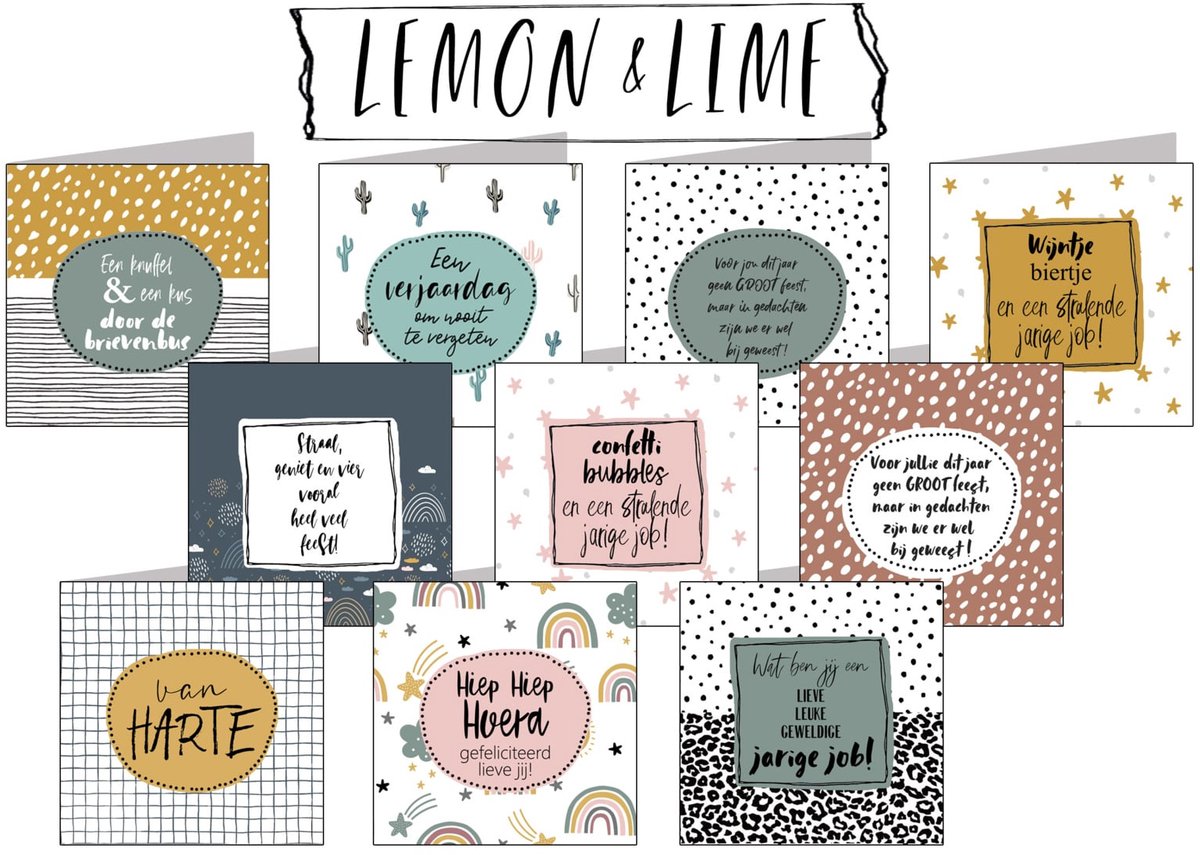 Lemon & Lime 15x15 cm complete serie inclusief display in bruikleen, topkaart en backcards