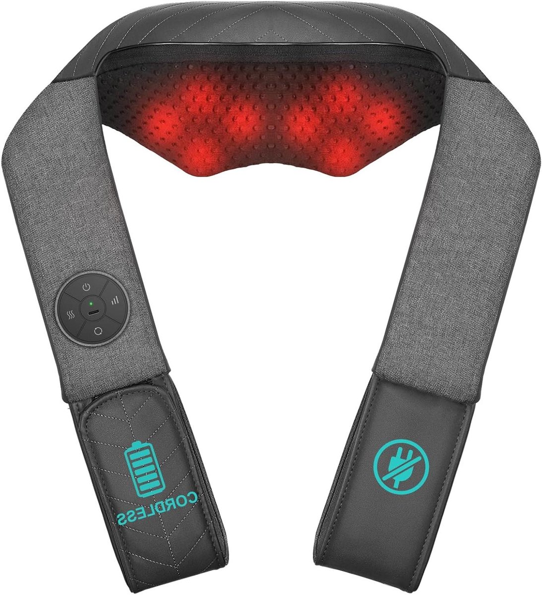 Draadloze Nek Massager - Schouder Rug - Spierherstel Ontspanning - Met Verwarmingsfunctie - 38 x 20 cm - Zwart