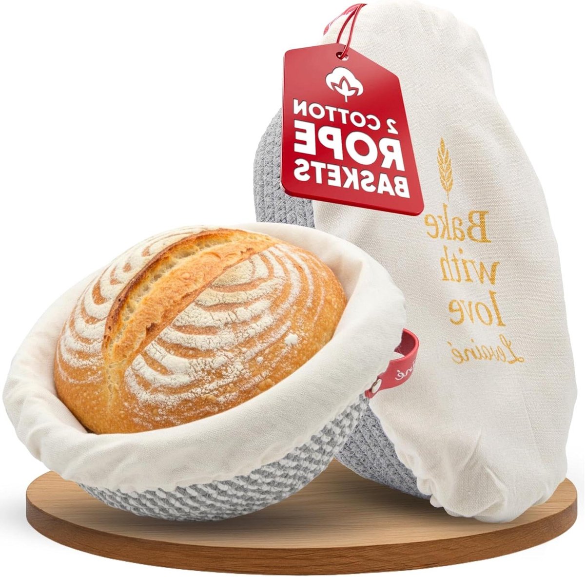 Brood Rijs Set - Zuurdesem Manden - Ambachtelijk Brood Maken - Katoenen Touw Materiaal - Ovaal & Rond - Natuurlijk