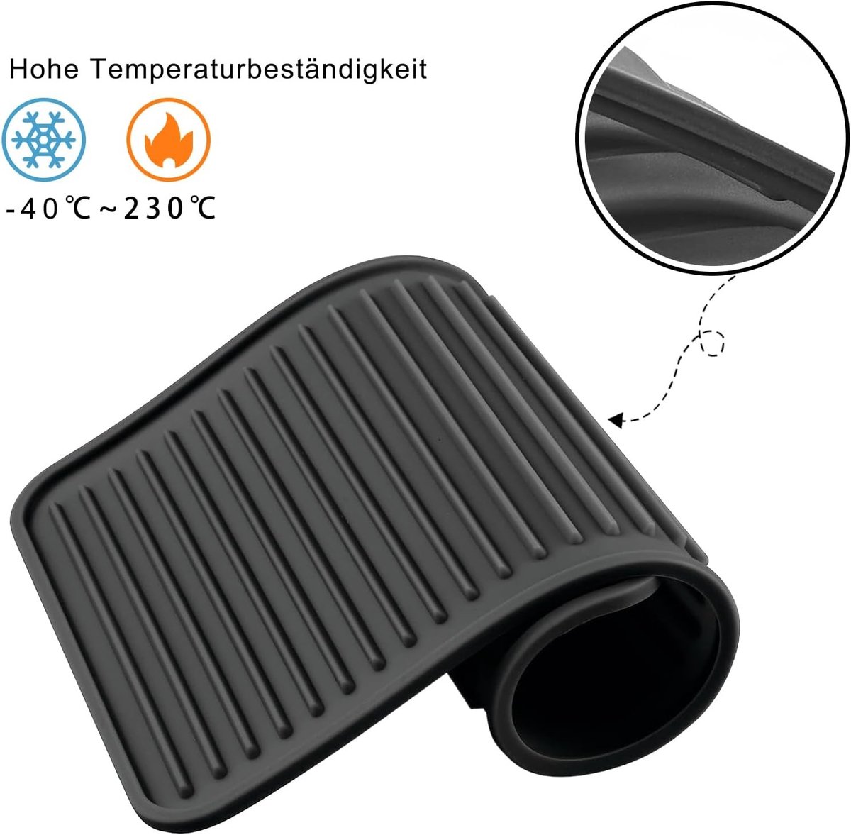 Hittebestendige siliconen druppelmat 30 × 23 cm, ideaal voor keuken, badkamer en woonkamer, groot en veelzijdig