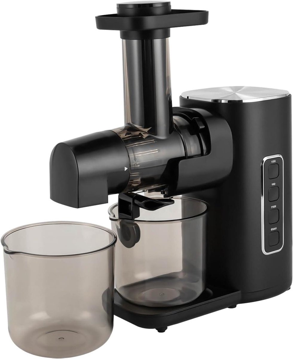 Elektrische Sapcentrifuge - Fruitpers Keuken - Gezond Drankje Maken - Zeventraps Extrusie - 06 Liter - Zwart