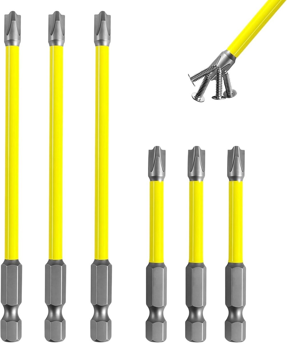 Set van 6 Magnetische Schroevendraaier Bits van 65mm en 110mm voor Elektriciens - Speciale Sleuf en Kruiskop Bits voor Power Tools