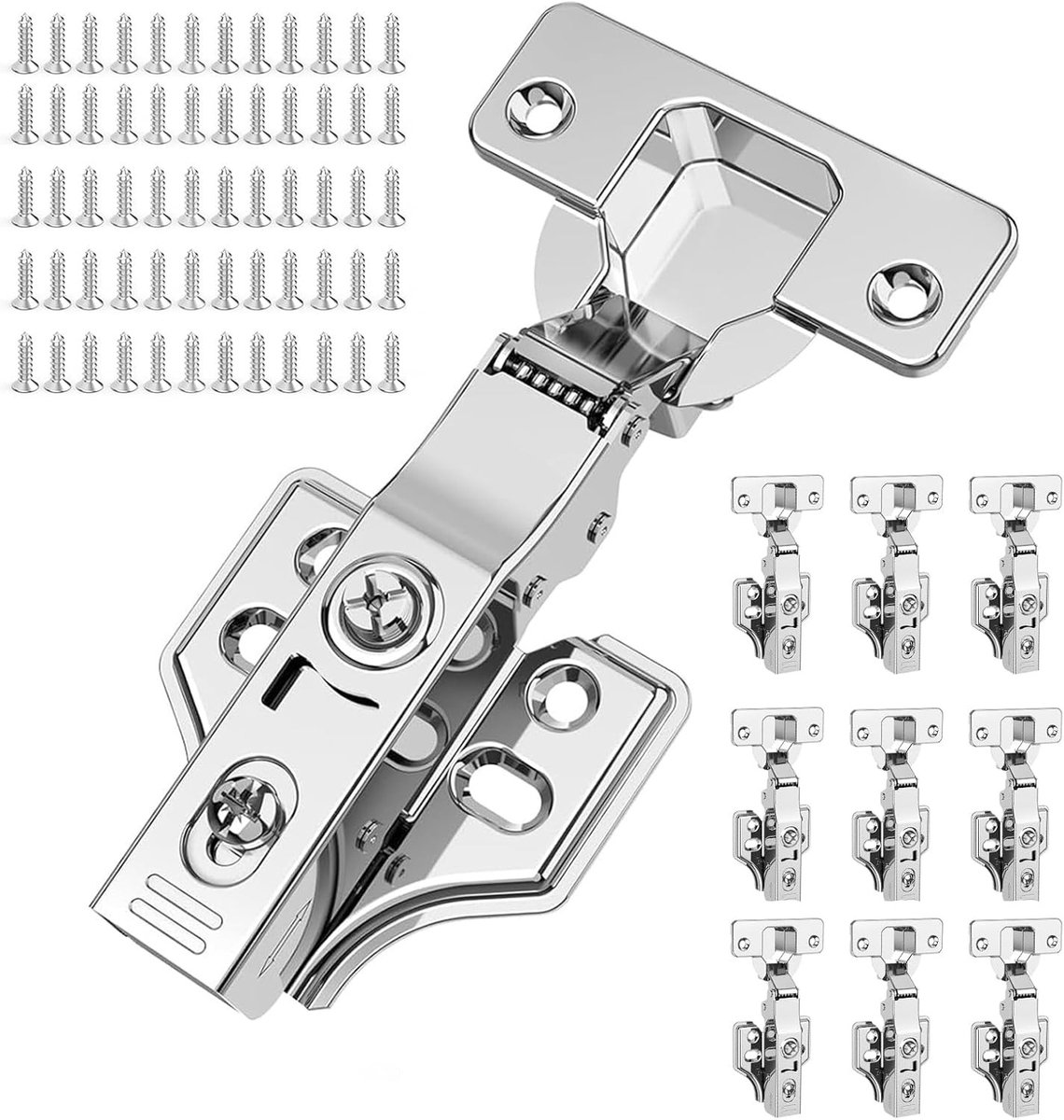 10 stuks scharnieren voor kastdeuren, afneembare kastscharnieren, 62 mm potbanden, duurzame scharnieren voor keukenkasten en kledingschranken, eenvoudig te monteren met schroeven
