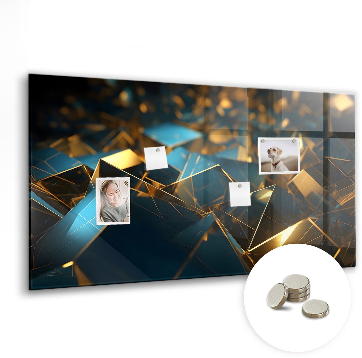 Coloray Glazen Magneetbord - Magnetisch Bord Aquarel bloemen - 120x60 cm - Veelkleurig Magneetbord - Magnetic Board - Woonkamer Decoratie