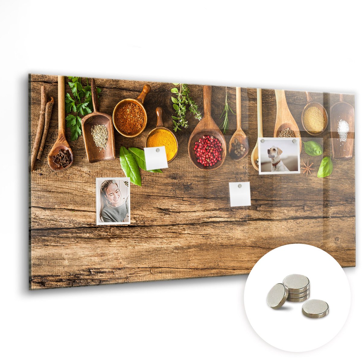 Coloray Glazen Magneetbord - Magnetisch Bord Verse groenten - 120x60 cm - Bruin Magneetbord - Magnetic Board - Keuken Decoratie