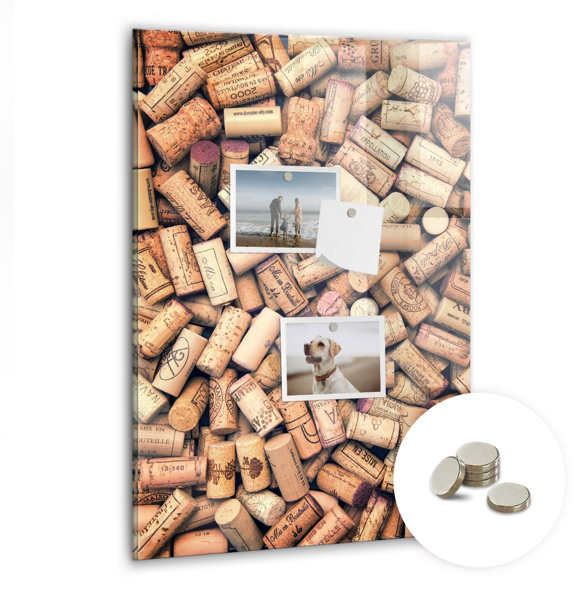 Coloray Glazen Magneetbord - Magnetisch Bord Basilicumblaadjes - 40x60 cm - Beige Magneetbord - Magnetic Board - Bureau Decoratie