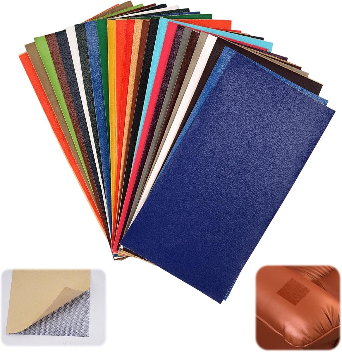 25 Stuks Zelfklevende Leren Patches 10x20cm voor Reparatie van Meubels, Autozetels en Tassen in 25 Kleuren