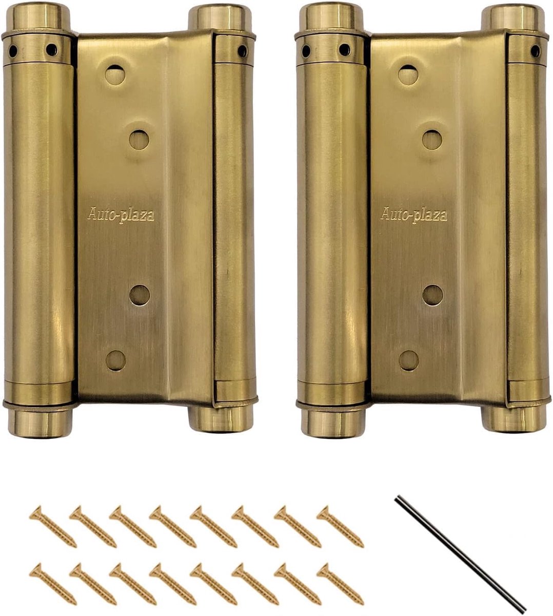 SnelShoppen - 4 Inch (100mm) Gouden Dubbele Actie RVS Deurscharnieren Saloon Café Zelfsluitend Perfect Instelbaar (2 Stuks)