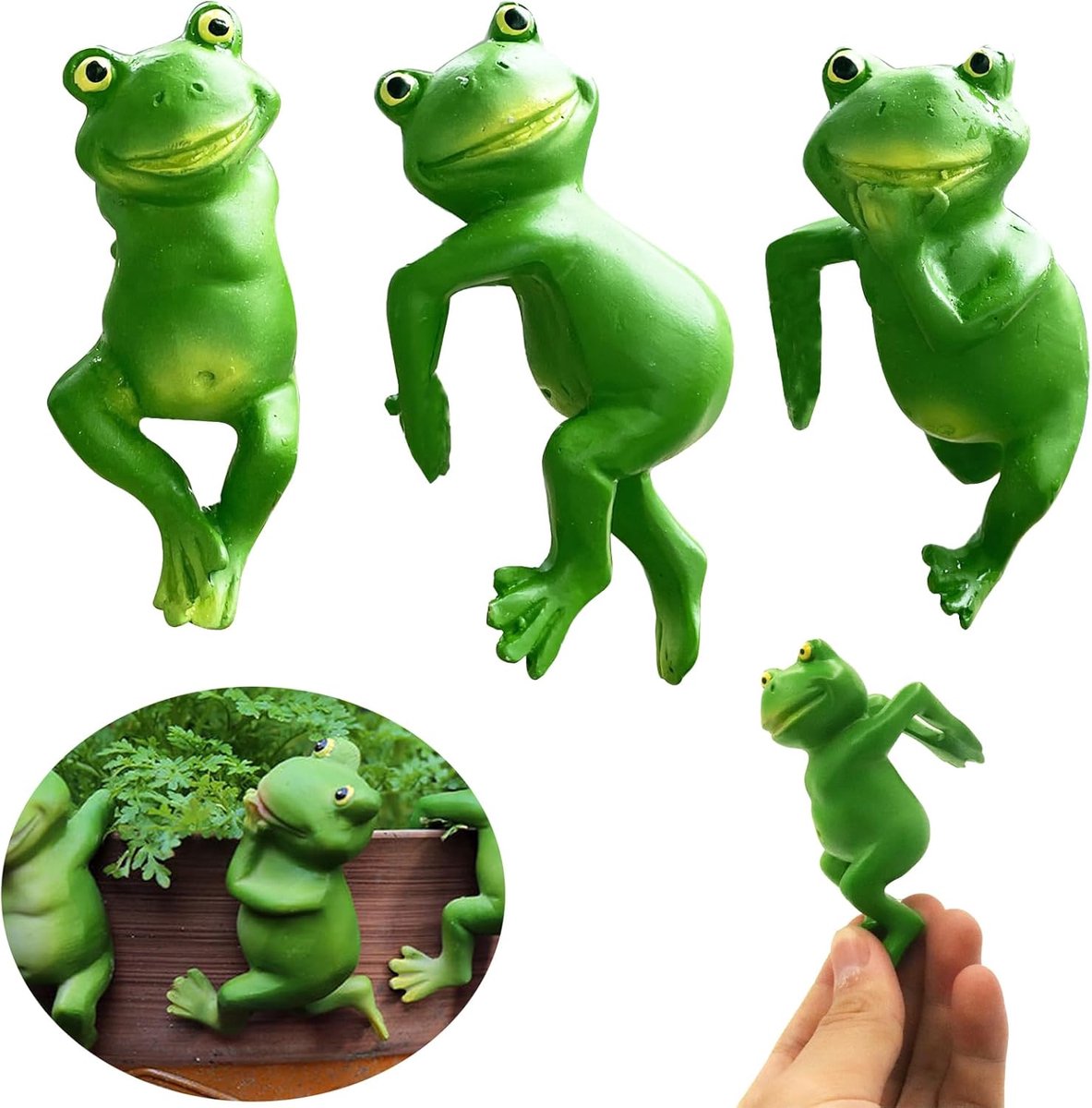 SnelShoppen - 3 Stuks Schattige Kikker Ornamenten, Hangende Kikkers, 3D Kikker Beeldjes, Creatieve Decoratieve Hangers voor Planten, Tuinen, Kantoor,