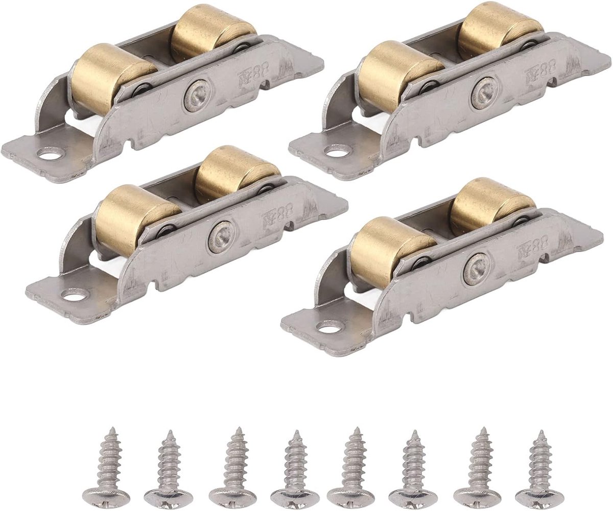 SnelShoppen - Sliding Door Rollers, 4 Sets Vervangende Rollen voor Glijdende Deuren, Roestvrij Staal, Eenvoudige Installatie, Geschikt voor Thuis en K