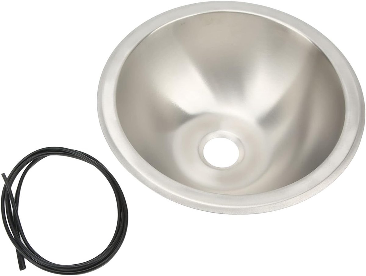 SnelShoppen - Ronde RVS Afwasbak voor Vervanging, Gemakkelijk schoon te maken, Geluidsisolatie, Geschikt voor Camper, Yacht, Boot, Keuken, 40 cm