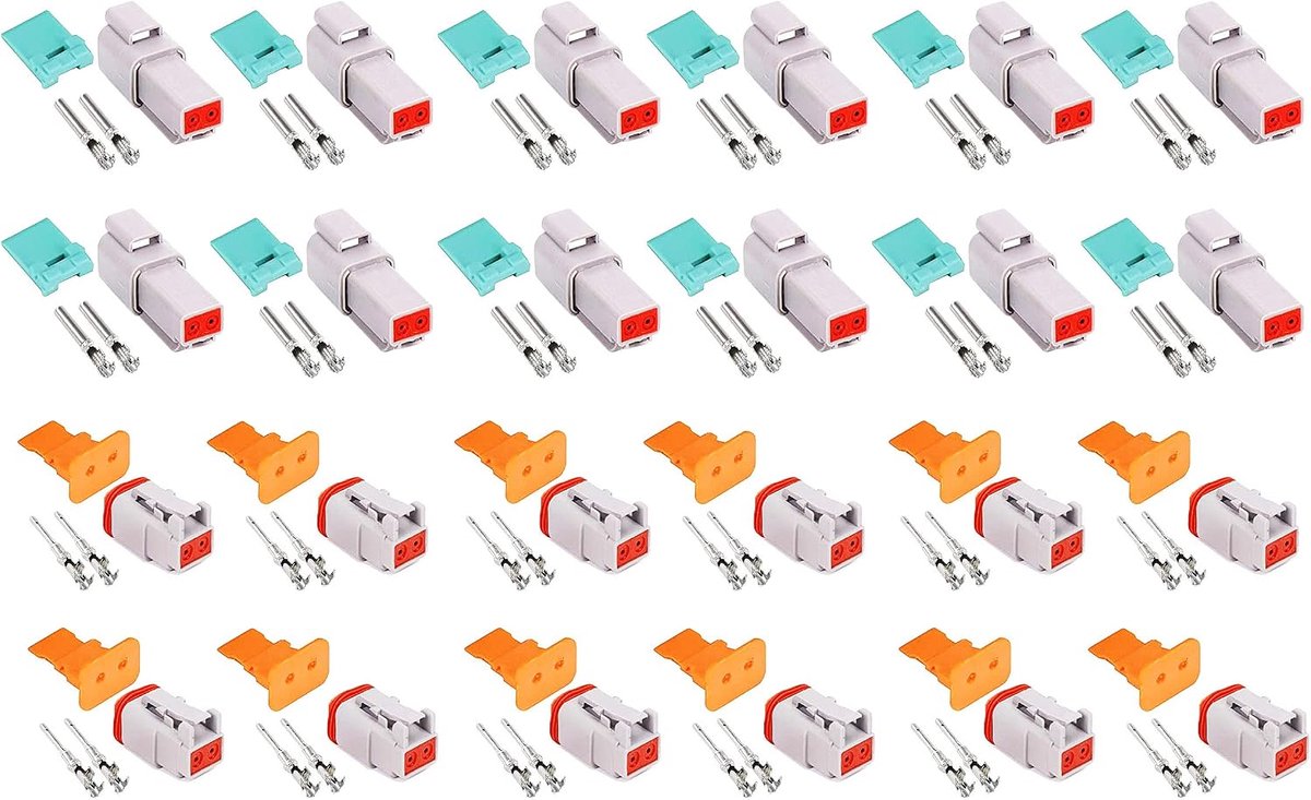 SnelShoppen - 12 Sets 2-Pins Connectoren, Grijs, Waterdicht, Elektrische Kabelverbinder voor Auto, Motor, Vrachtwagen, Schepen, 22-18 AWG