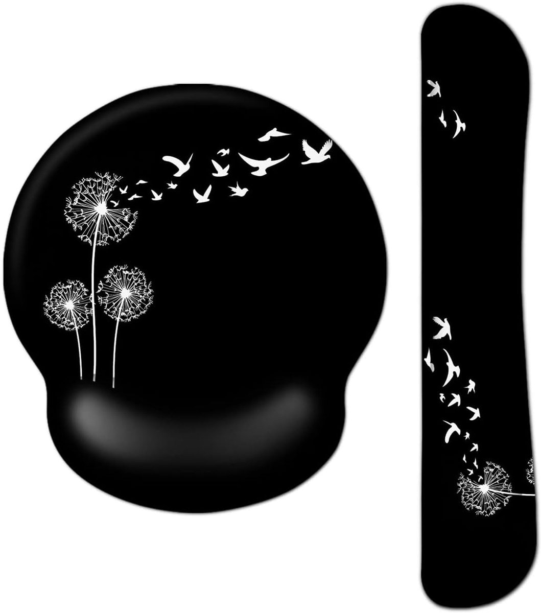 SnelShoppen - Ergonomische Muismat met Gel Kussen en Polsondersteuning, Toetsenbord en Muismat met Handsteun, Dandelioen | Voor Kantoor, Thuiswerken,