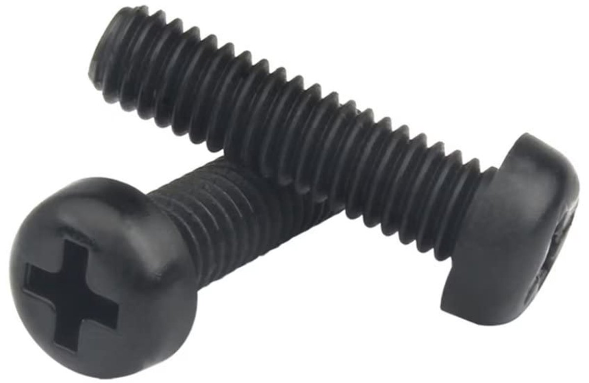 SnelShoppen - Nylon Schroeven Kruiskop Rondkop Machine Schroeven Kunststof Schroeven Zwart M4x15mm (50 Stuks) voor Elektronica, Medische Technologie e