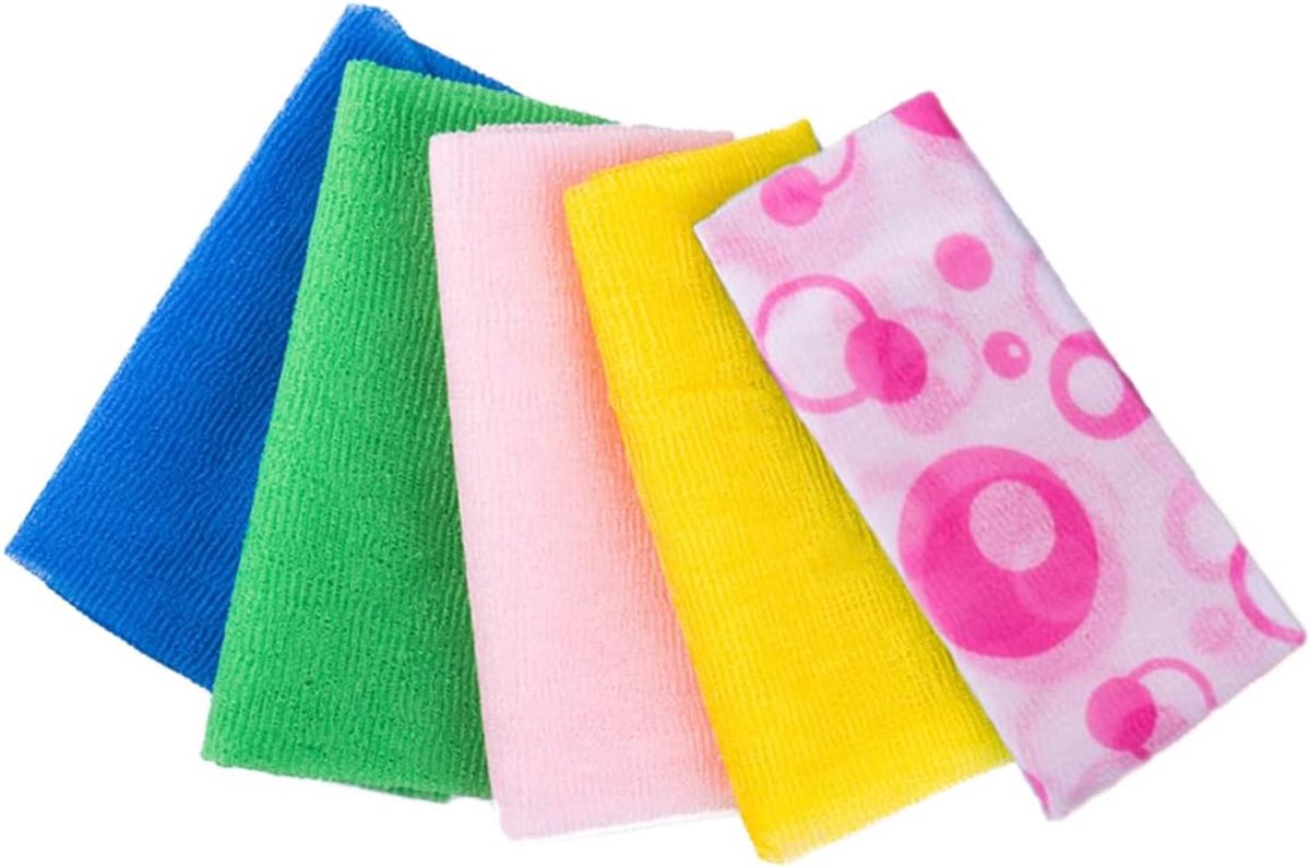 5 pieces peeling bath towel nylon, peeling bath towel, for daily bathing for men and women. - ShopVlot
