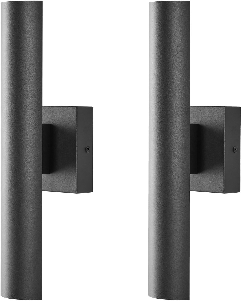 KOROS - Set van 2 buitenwandlampen - Zwart - Metaal