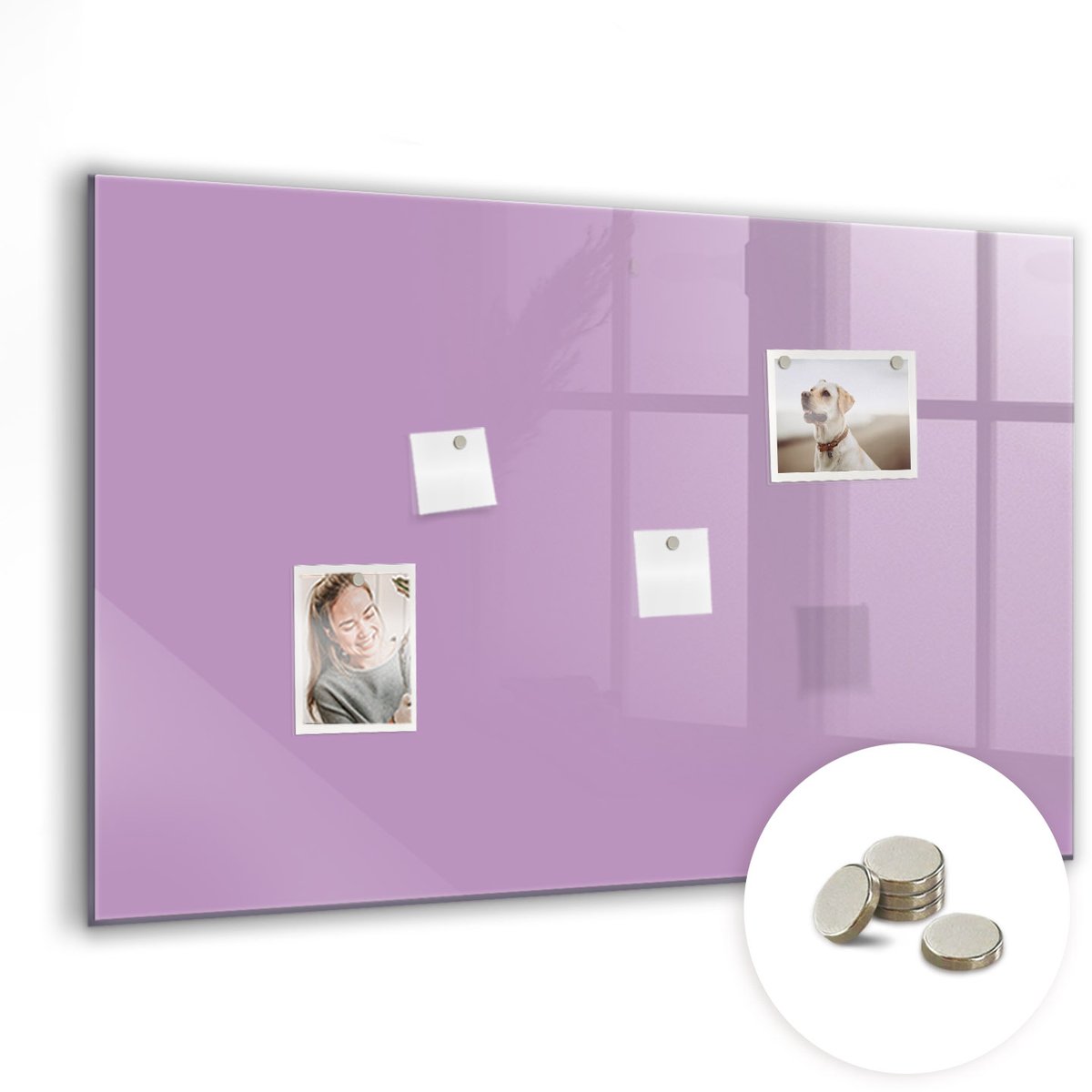 Coloray Glazen Magneetbord - Magnetisch Bord Sterke roze kleur - 90x60 cm - Lila Magneetbord - Magnetic Board - Wanddecoratie