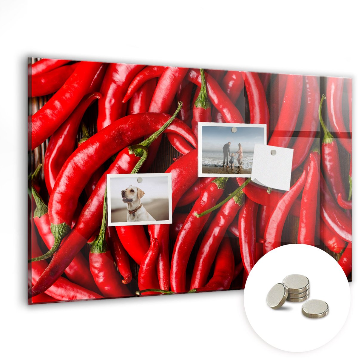 Coloray Glazen Magneetbord - Magnetisch Bord Hete pepers - 60x40 cm - Rood Magneetbord - Magnetic Board - Memobord