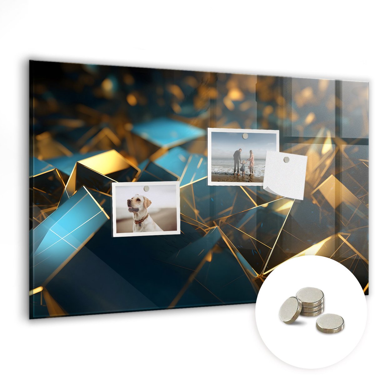Coloray Glazen Magneetbord - Magnetisch Bord Decoratieve abstractie - 60x40 cm - Veelkleurig Magneetbord - Magnetic Board - Memobord